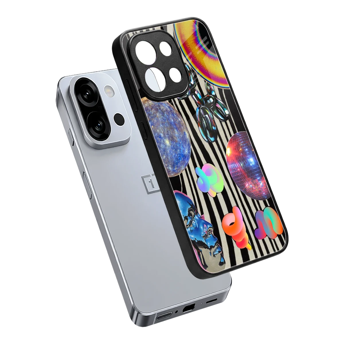 Disco Dream sleek oneplus 13s cover with tempered glass back and TPU edges