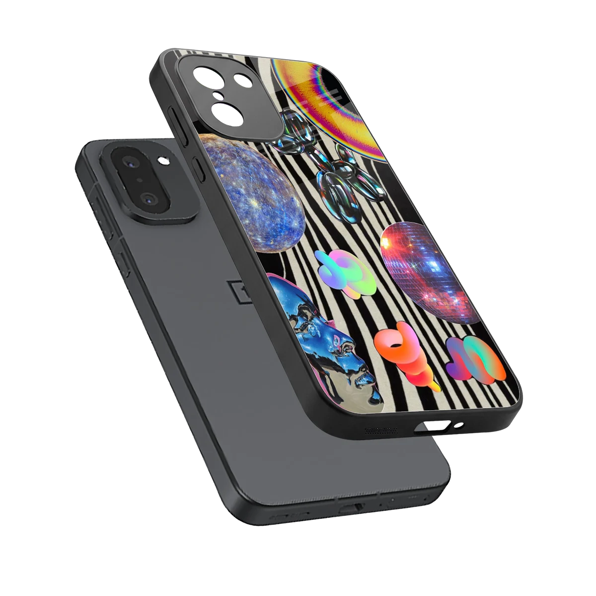Disco Dream sleek oneplus 15r cover with tempered glass back and TPU edges