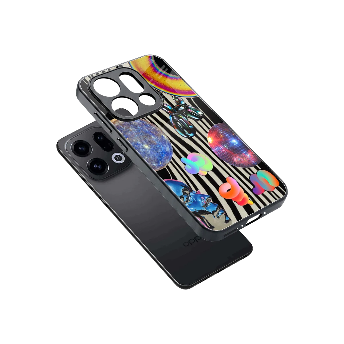Disco Dream sleek oppo find x9 cover with tempered glass back and TPU edges