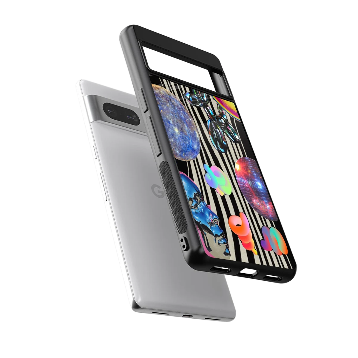 Disco Dream sleek google pixel 7a cover with tempered glass back and TPU edges