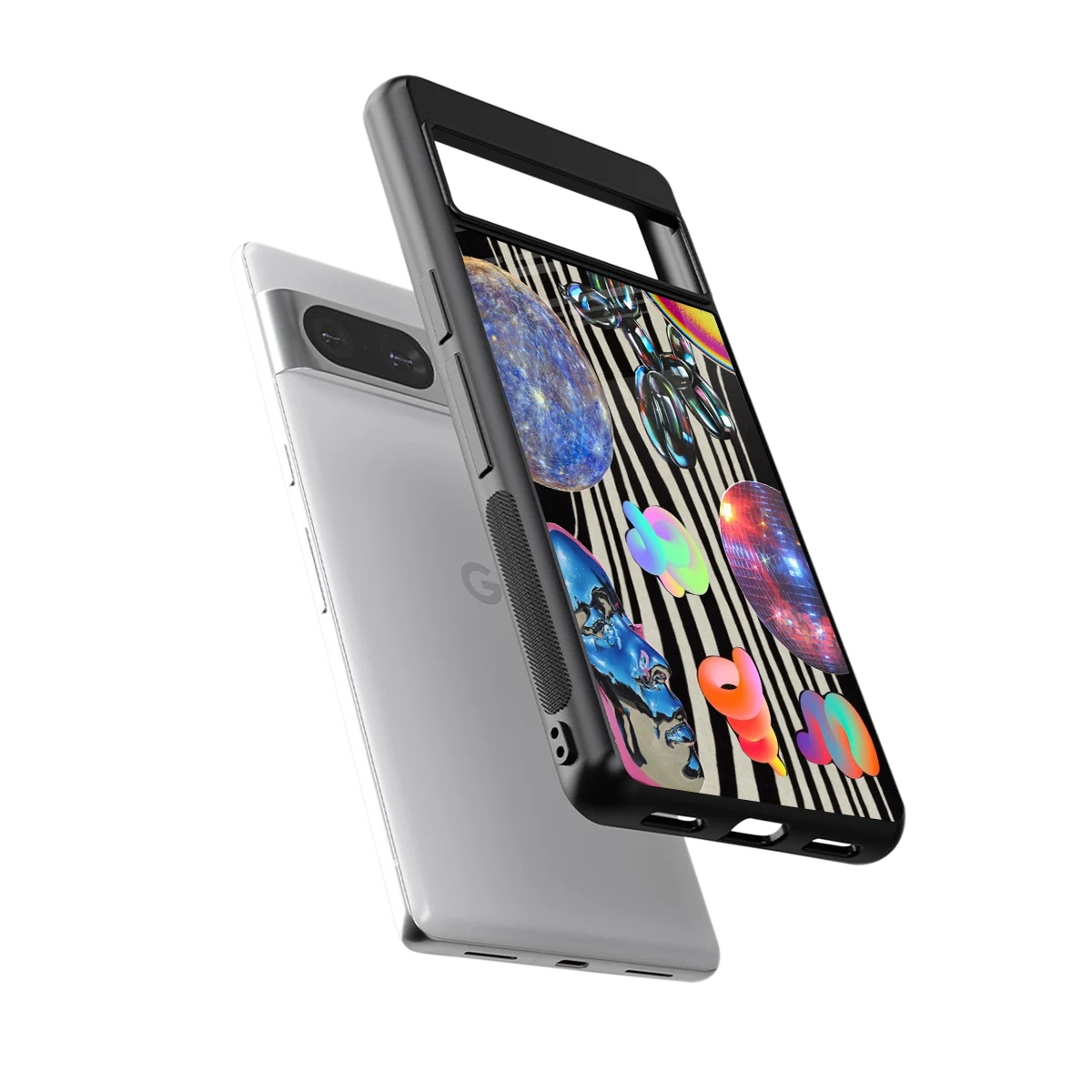 Disco Dream sleek google pixel 8 cover with tempered glass back and TPU edges