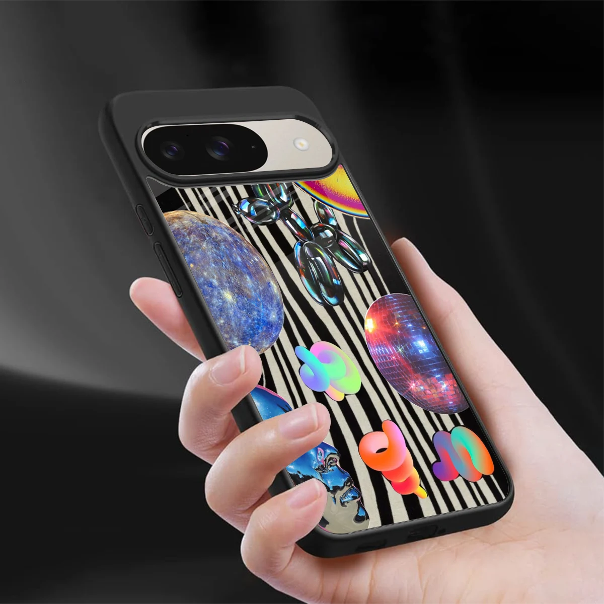 Disco Dream sleek google pixel 9 cover with tempered glass back and TPU edges