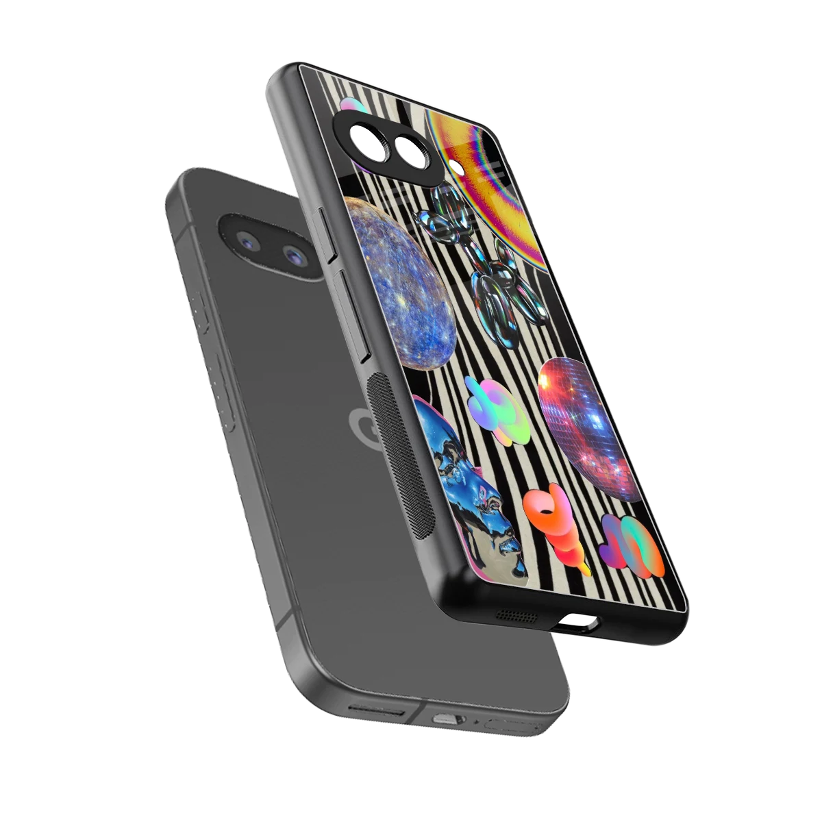 Disco Dream sleek google pixel 10a cover with tempered glass back and TPU edges