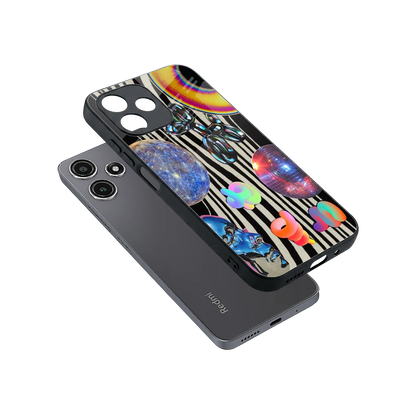 Disco Dream sleek redmi 12 5g cover with tempered glass back and TPU edges