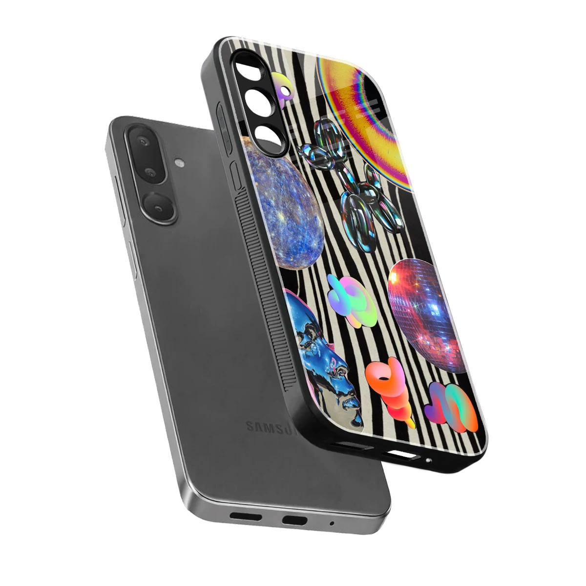 Disco Dream sleek samsung galaxy m56 5g cover with tempered glass back and TPU edges