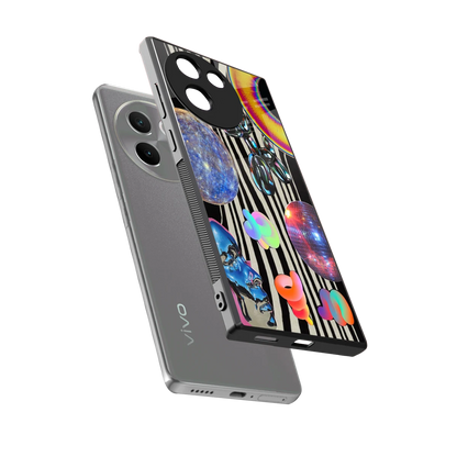 Disco Dream sleek vivo v30e cover with tempered glass back and TPU edges