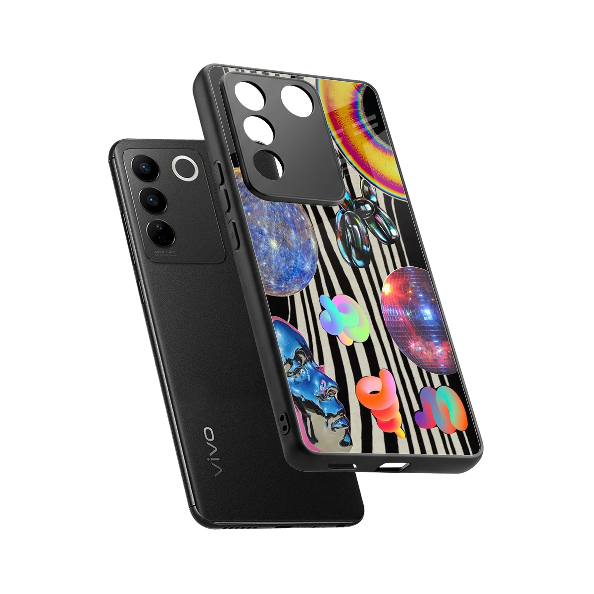 Disco Dream sleek vivo v27 5g cover with tempered glass back and TPU edges