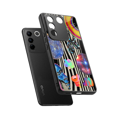 Disco Dream sleek vivo v27 5g cover with tempered glass back and TPU edges