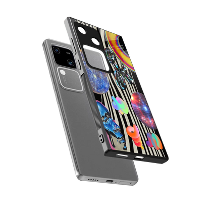 Disco Dream sleek vivo v30 cover with tempered glass back and TPU edges