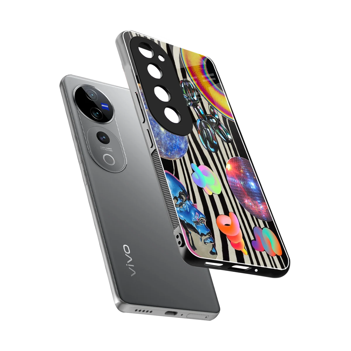 Disco Dream sleek vivo v40 pro cover with tempered glass back and TPU edges