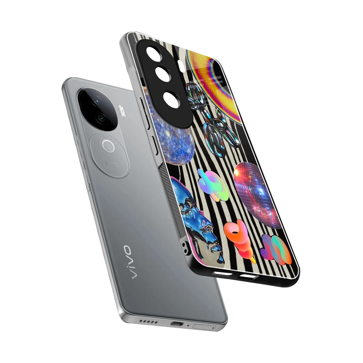 Disco Dream sleek vivo v40e cover with tempered glass back and TPU edges