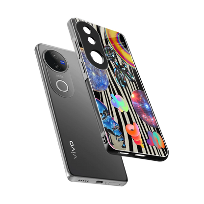 Disco Dream sleek vivo v50 cover with tempered glass back and TPU edges