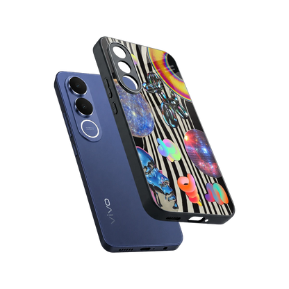 Disco Dream sleek vivo v70 fe cover with tempered glass back and TPU edges