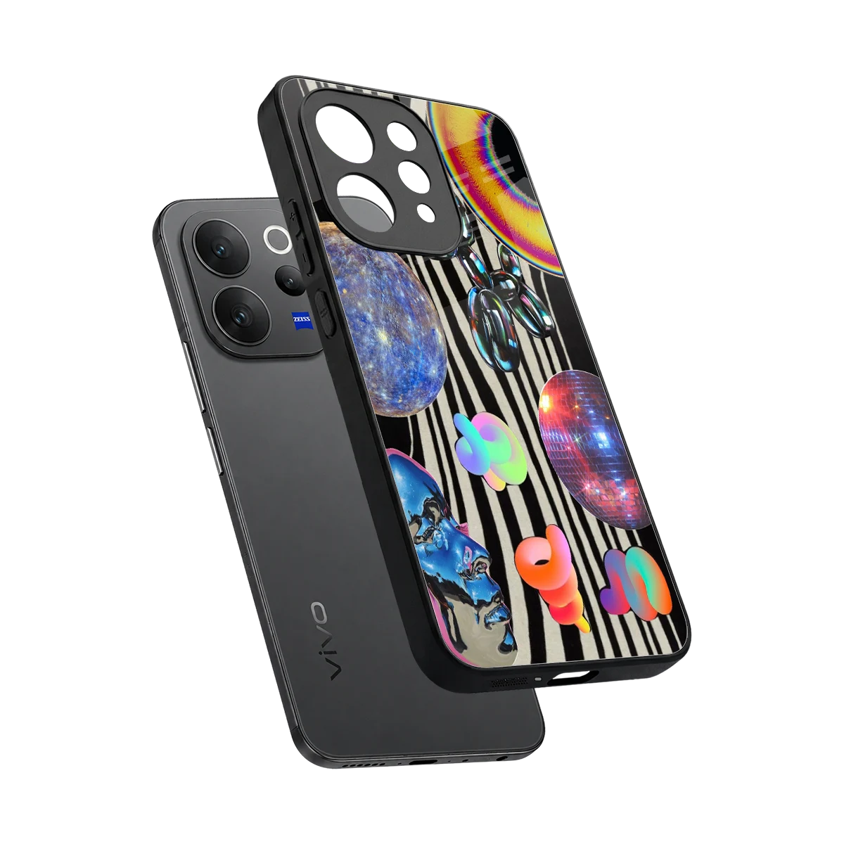 Disco Dream sleek vivo v70 elite cover with tempered glass back and TPU edges