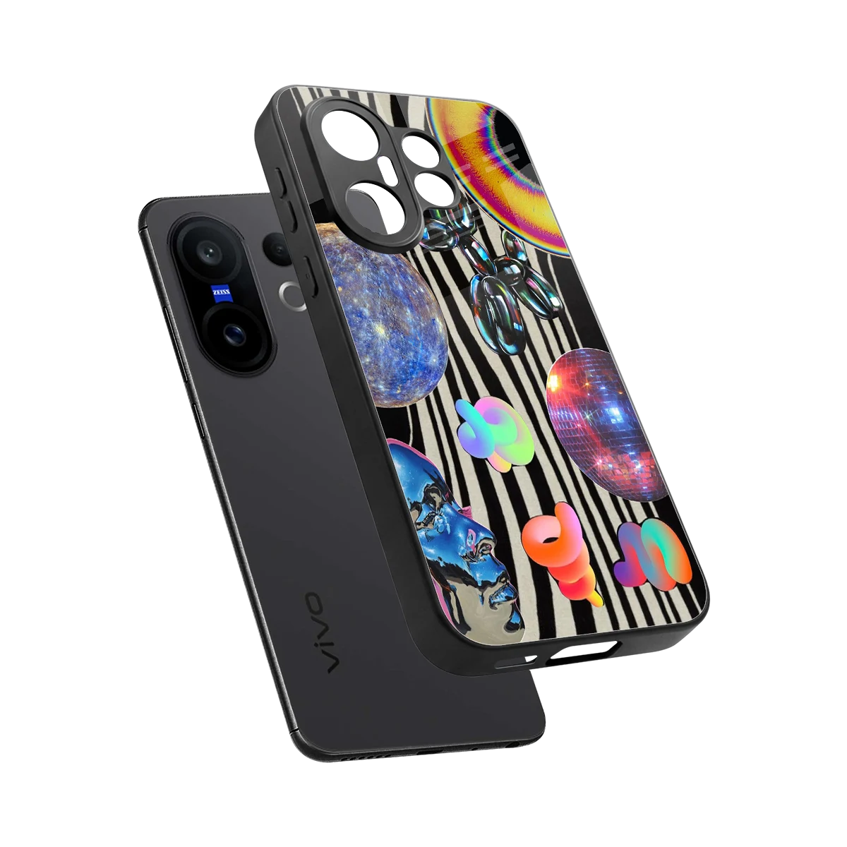 Disco Dream sleek vivo x200 fe cover with tempered glass back and TPU edges