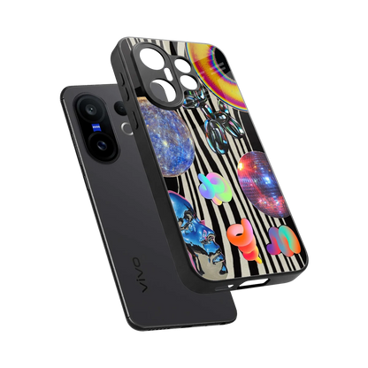 Disco Dream sleek vivo x200 fe cover with tempered glass back and TPU edges