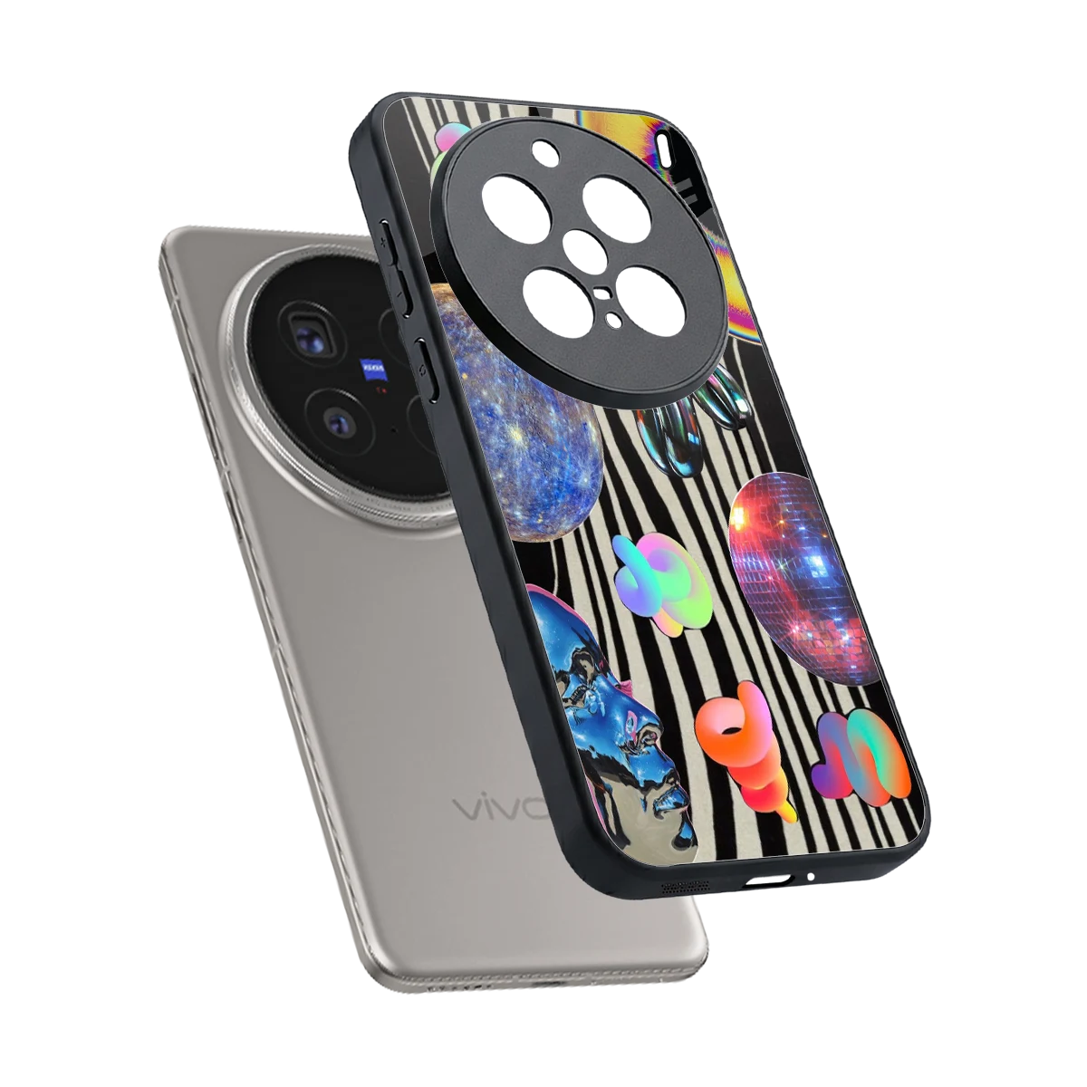 Disco Dream sleek vivo x200 pro cover with tempered glass back and TPU edges