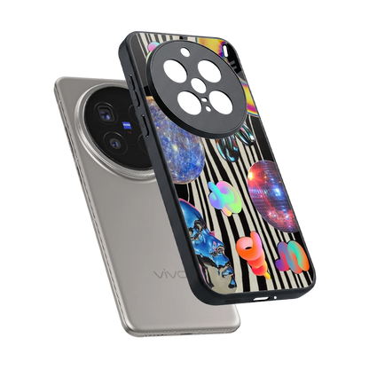 Disco Dream sleek vivo x200 pro cover with tempered glass back and TPU edges