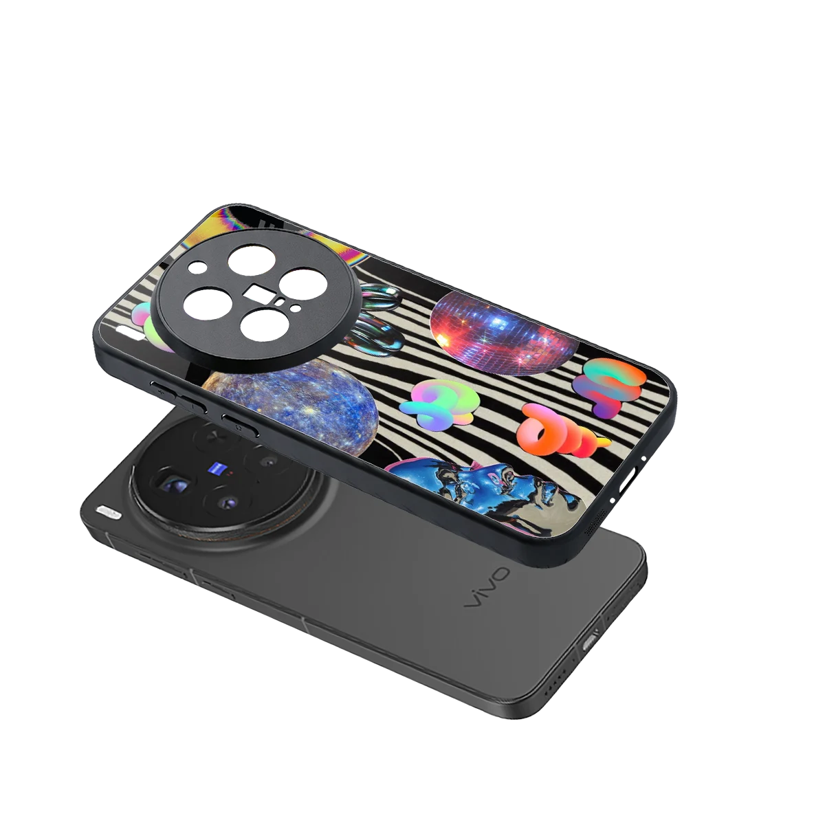 Disco Dream sleek vivo x300 pro cover with tempered glass back and TPU edges