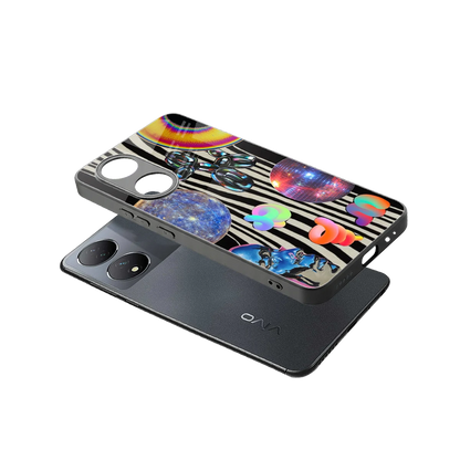 Disco Dream sleek Vivo-y100 cover with tempered glass back and TPU edges