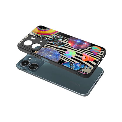 Disco Dream sleek vivo y16 cover with tempered glass back and TPU edges