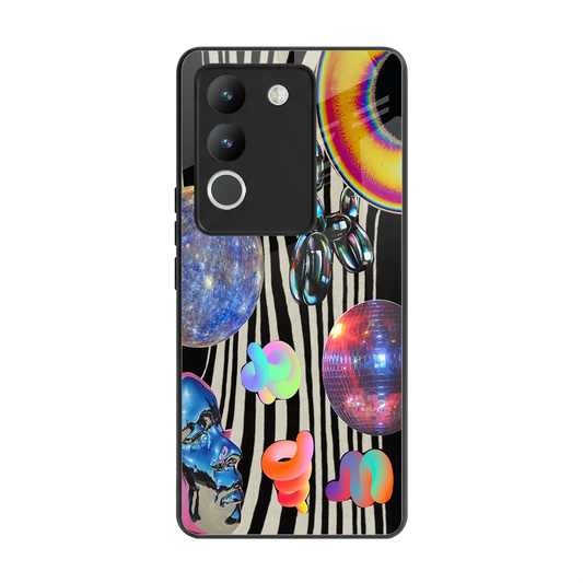 Disco Dream back phone cover | glass case for vivo y200 5g