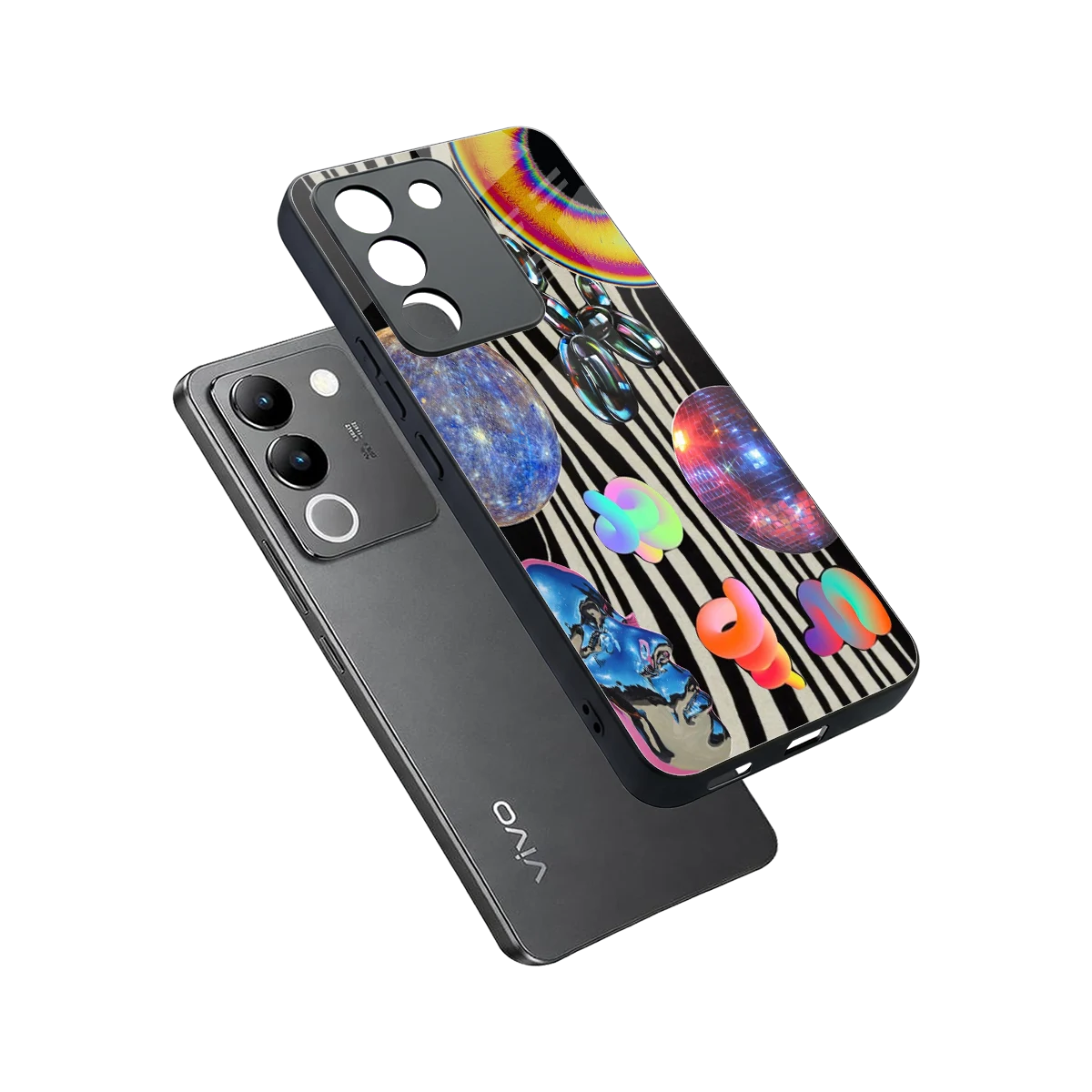 Disco Dream sleek vivo y200 5g cover with tempered glass back and TPU edges