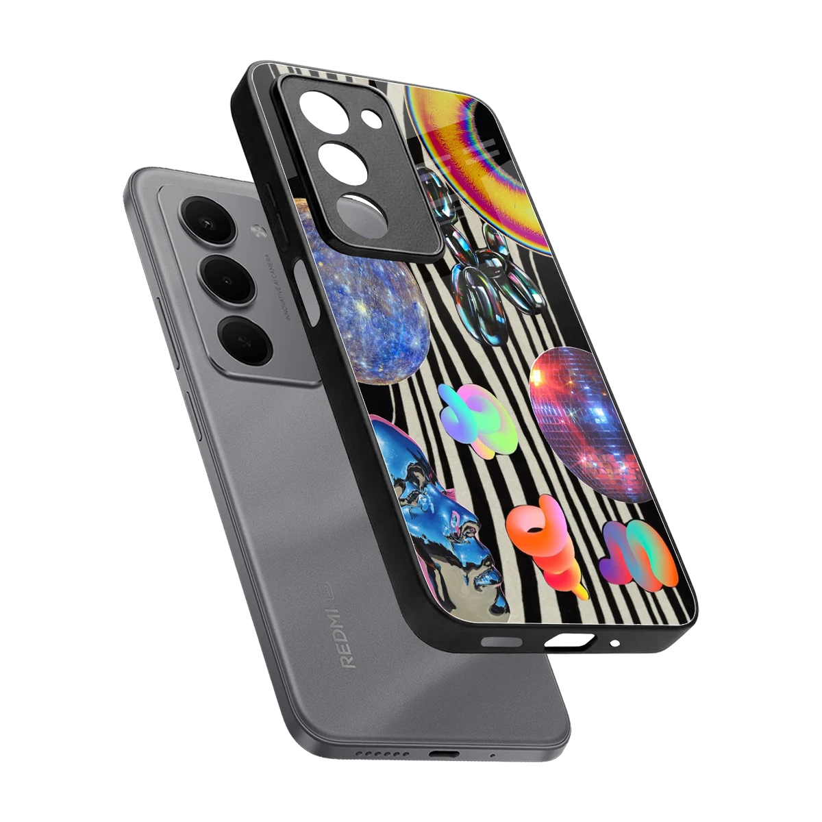 Disco Dream sleek redmi 15 5g cover with tempered glass back and TPU edges