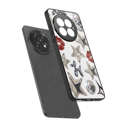 Disco Dreams sleek oneplus 13 cover with tempered glass back and TPU edges