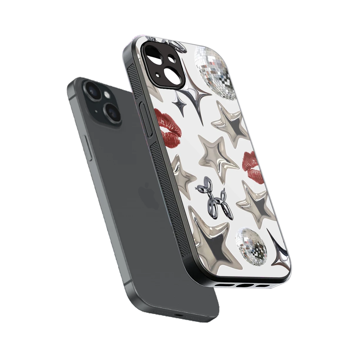 Disco Dreams sleek iphone 15 plus cover with tempered glass back and TPU edges