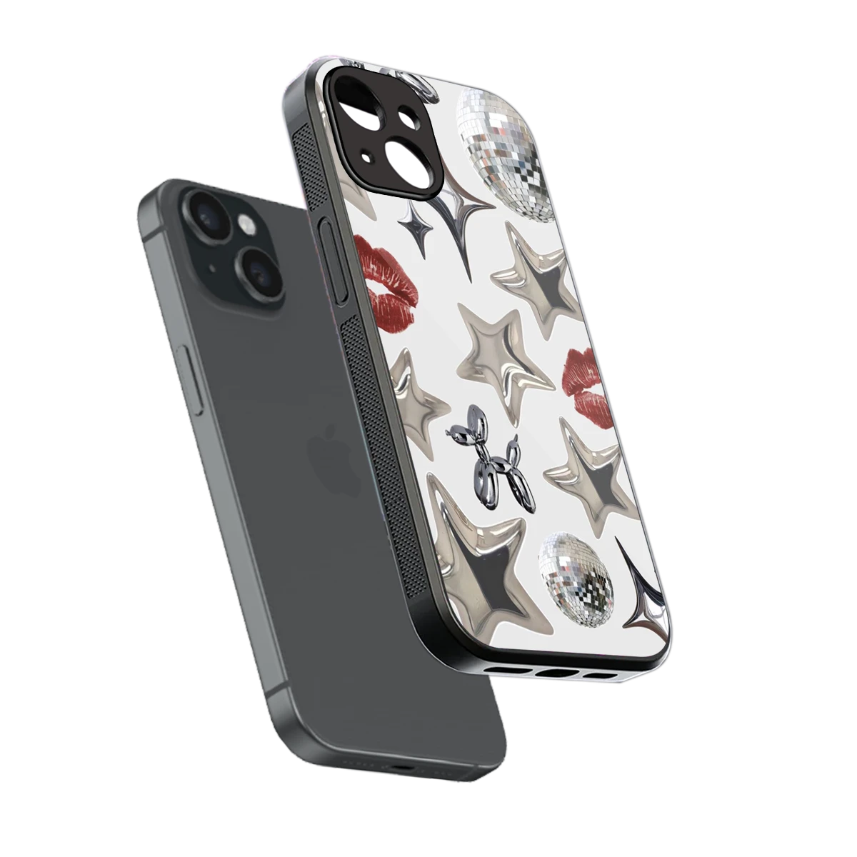 Disco Dreams sleek iphone 15 cover with tempered glass back and TPU edges