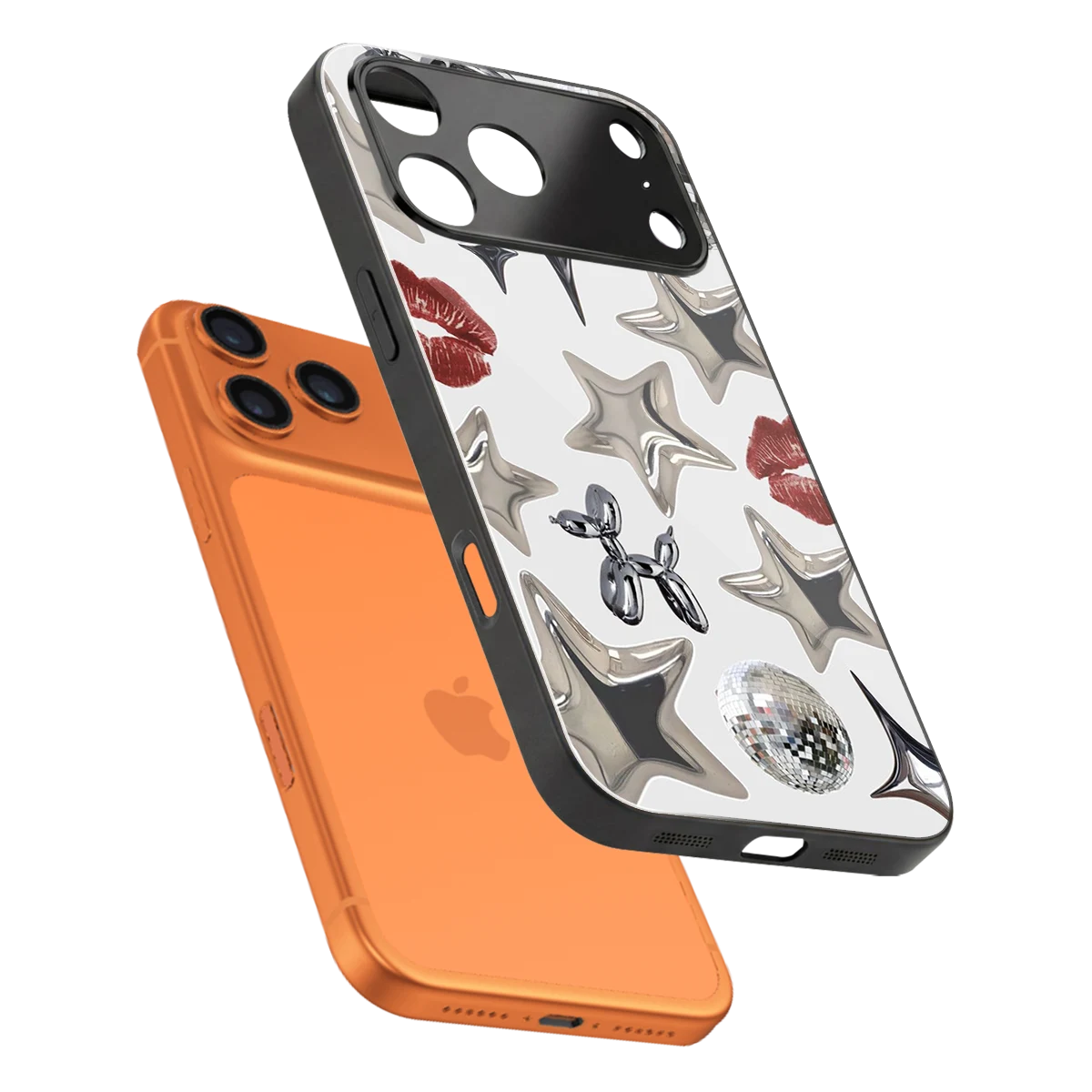 Disco Dreams sleek iphone 17 pro cover with tempered glass back and TPU edges