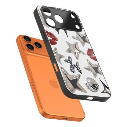 Disco Dreams sleek iphone 17 pro cover with tempered glass back and TPU edges