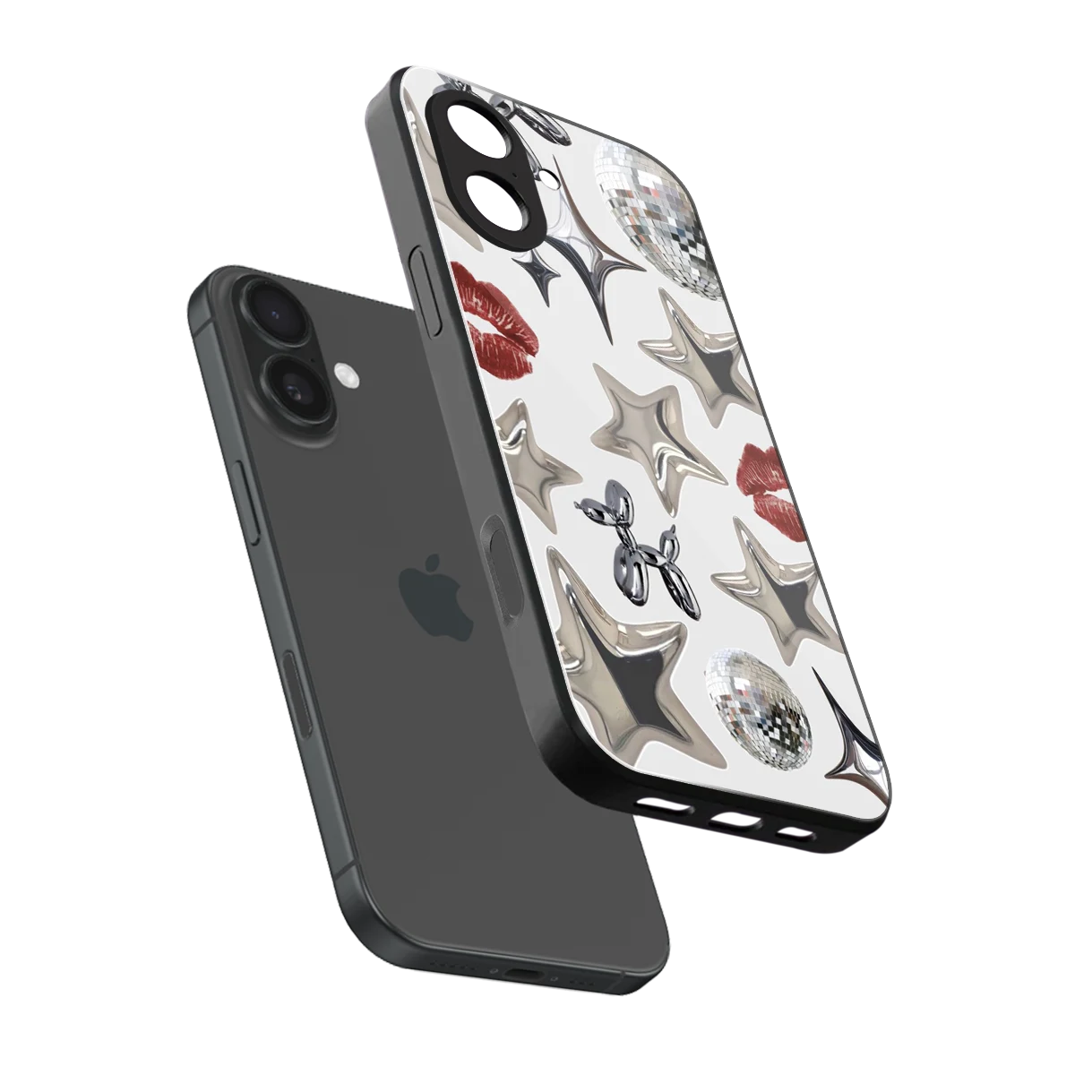 Disco Dreams sleek iphone 17 cover with tempered glass back and TPU edges