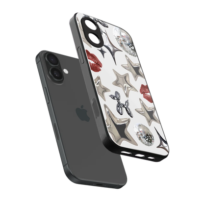 Disco Dreams sleek iphone 17 cover with tempered glass back and TPU edges