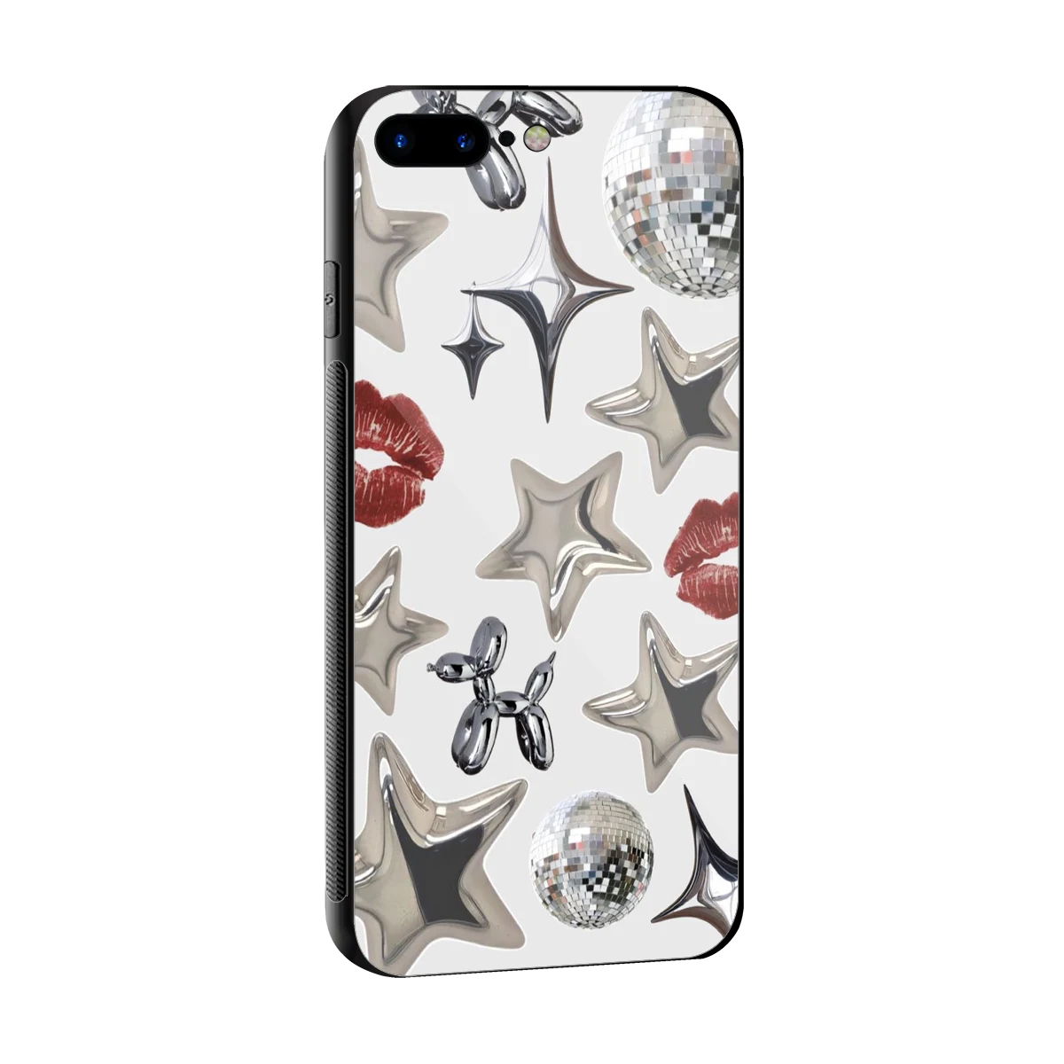 Disco Dreams sleek iphone 7 plus cover with tempered glass back and TPU edges