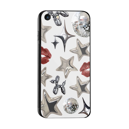 Disco Dreams sleek iphone 8 cover with tempered glass back and TPU edges