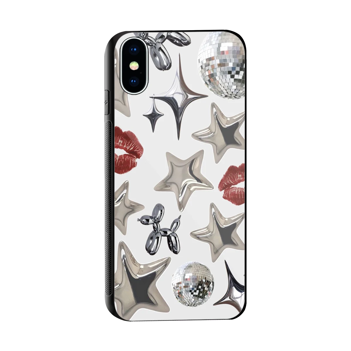 Disco Dreams sleek iphone xs cover with tempered glass back and TPU edges