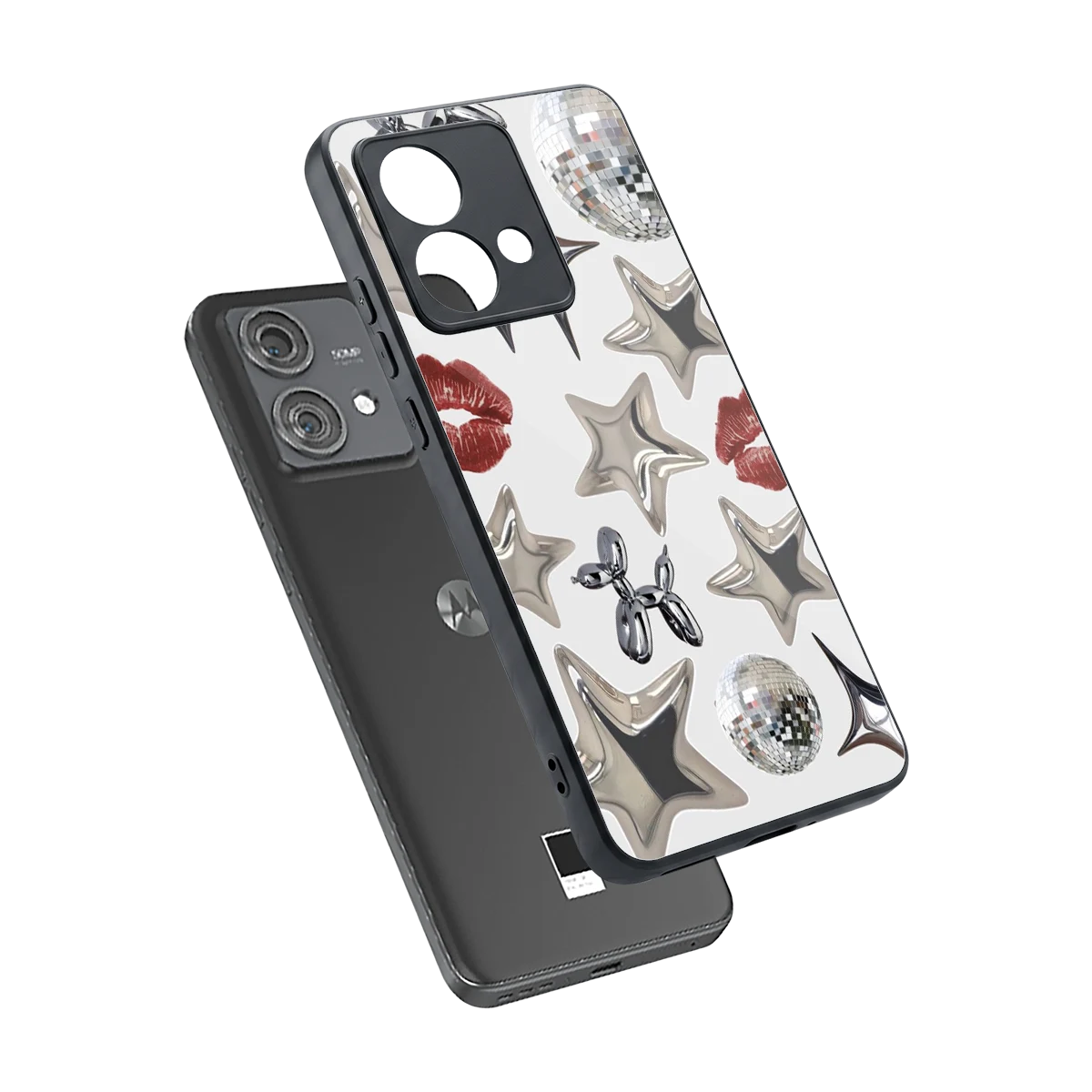 Disco Dreams sleek motorola edge 40 neo 5g cover with tempered glass back and TPU edges