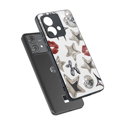 Disco Dreams sleek motorola edge 40 neo 5g cover with tempered glass back and TPU edges