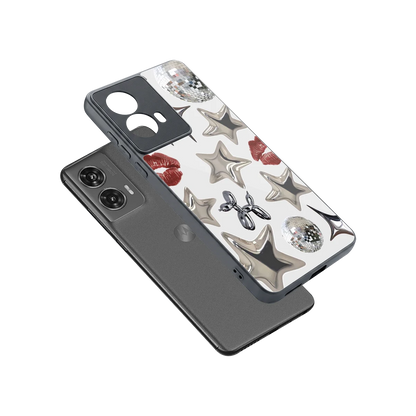 Disco Dreams sleek motorola edge 50 fusion cover with tempered glass back and TPU edges