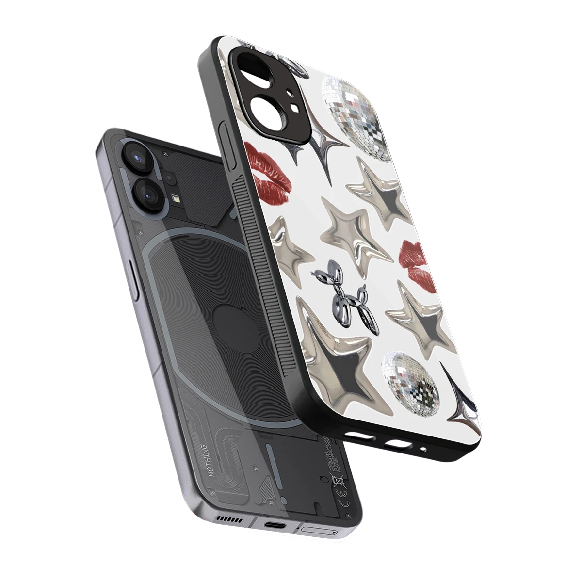 Disco Dreams sleek nothing phone 1 cover with tempered glass back and TPU edges