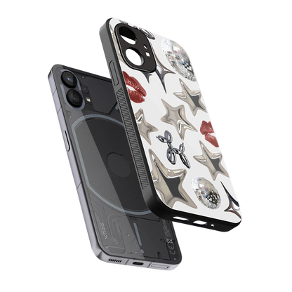 Disco Dreams sleek nothing phone 1 cover with tempered glass back and TPU edges