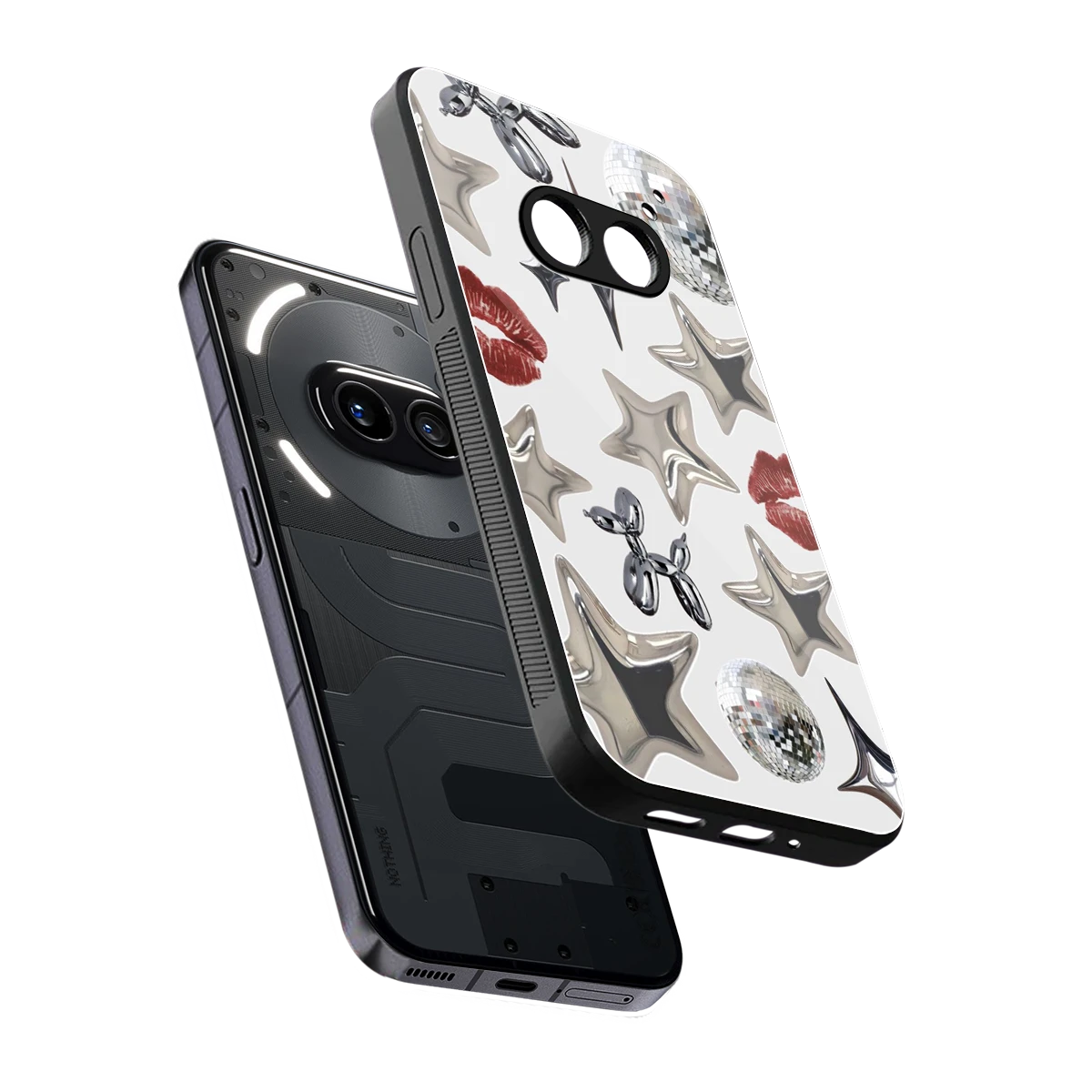Disco Dreams sleek nothing phone 2a cover with tempered glass back and TPU edges