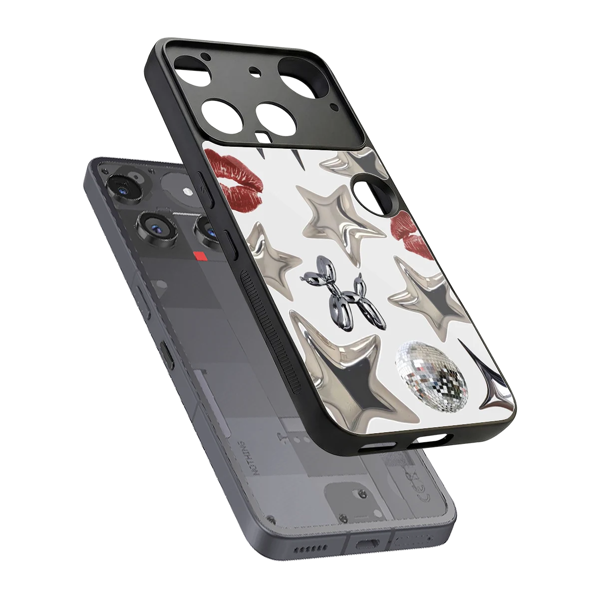 Disco Dreams sleek nothing phone 3 cover with tempered glass back and TPU edges