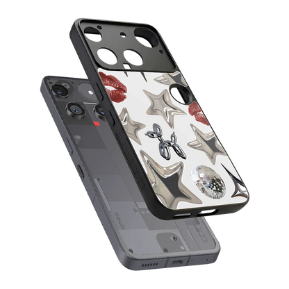 Disco Dreams sleek nothing phone 3 cover with tempered glass back and TPU edges