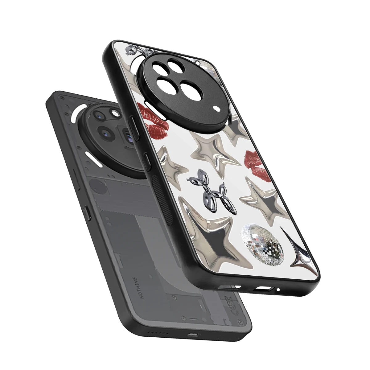 Disco Dreams sleek nothing phone 3a pro cover with tempered glass back and TPU edges