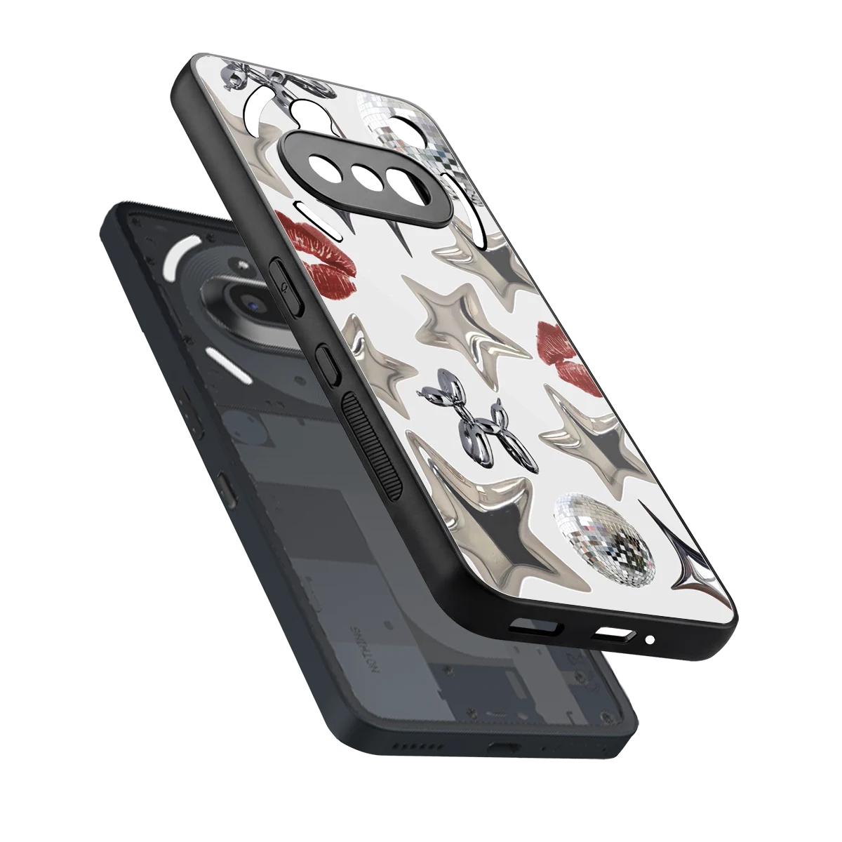 Disco Dreams sleek nothing phone 3a cover with tempered glass back and TPU edges