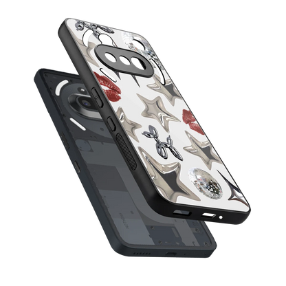 Disco Dreams sleek nothing phone 3a cover with tempered glass back and TPU edges