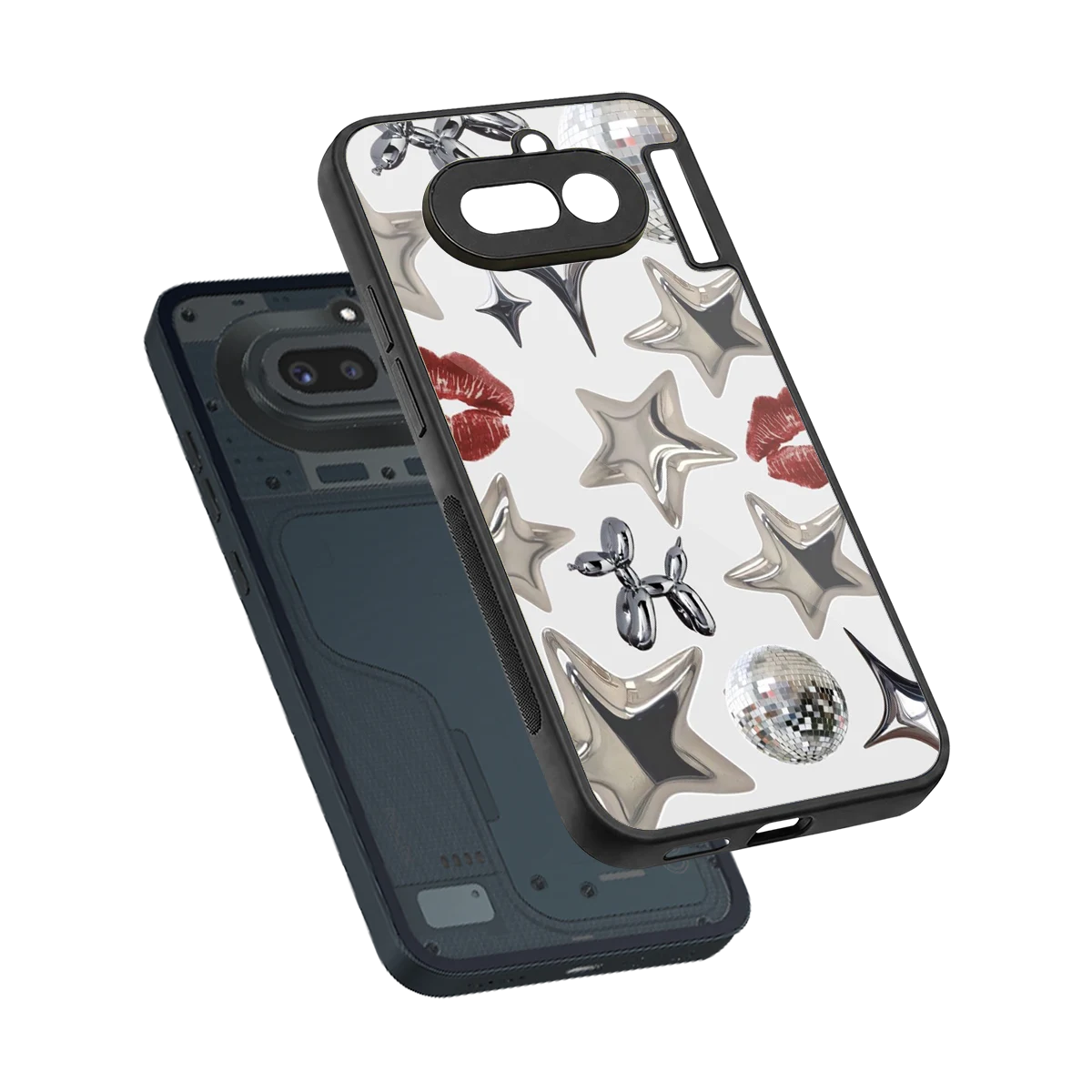 Disco Dreams sleek nothing phone 4a cover with tempered glass back and TPU edges